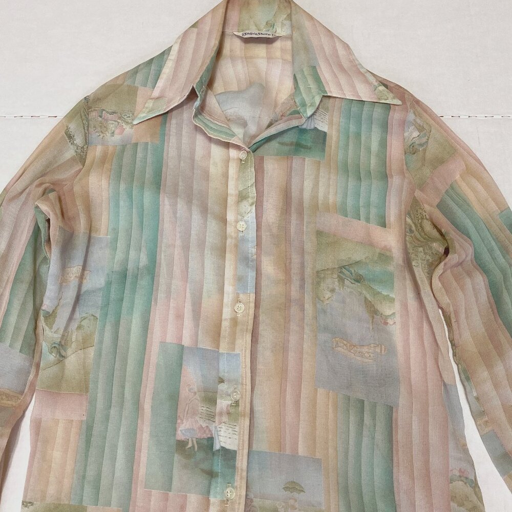Sheer see thru button down vintage shirt blouse